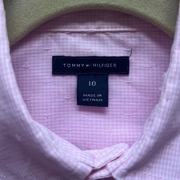TOMMY HILIFIGER BOYS CROSS CHECKED CLASSIC SHIRT IN PINK SZ: 10 - Picture 8 of 10